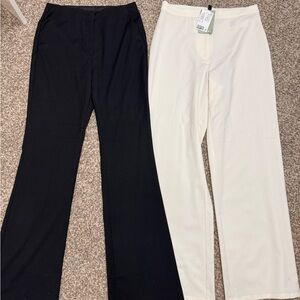 H&M Black and Cream Trouser Pants